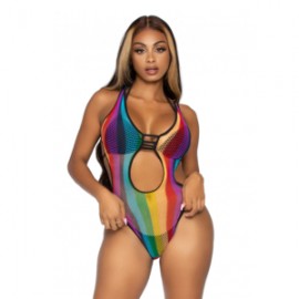 Rainbow Fishnet Bodysuit